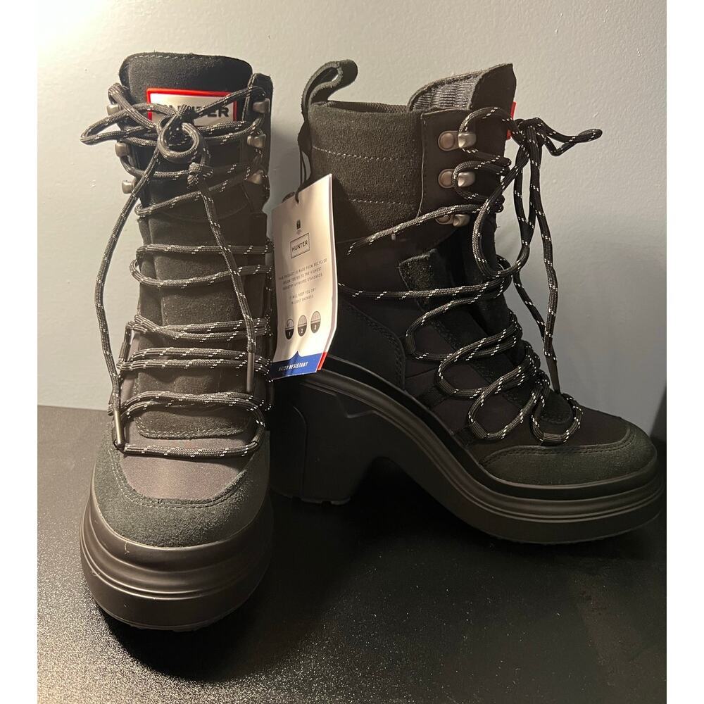NWT Hunter Womens Discoverer Mid Lace-UP Leather Heel Boot - Picture 2 of 14
